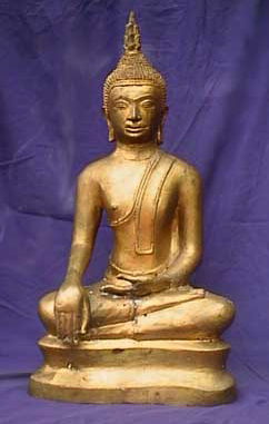 Thai Buddha in "witness the  earth" position (photo by Mary Hendriks)